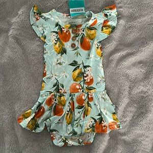 Posh Peanut Mirabella Bodysuit Twirl with Ruffled Cap Sleeves - 18-24M, NWT